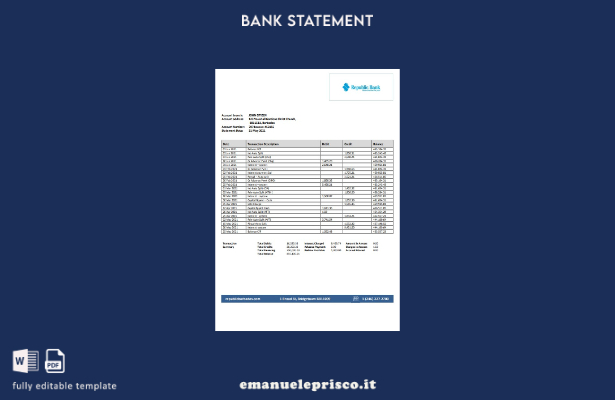 modello word di estratto conto bancario della Repubblica delle Barbados in stile